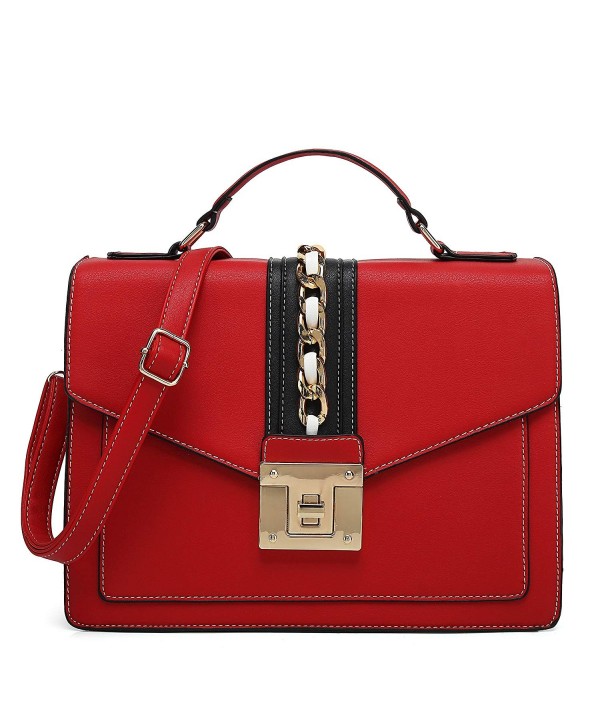 Chic Chain Accent Satchel H2065 - Red - C1189ZGSWA2