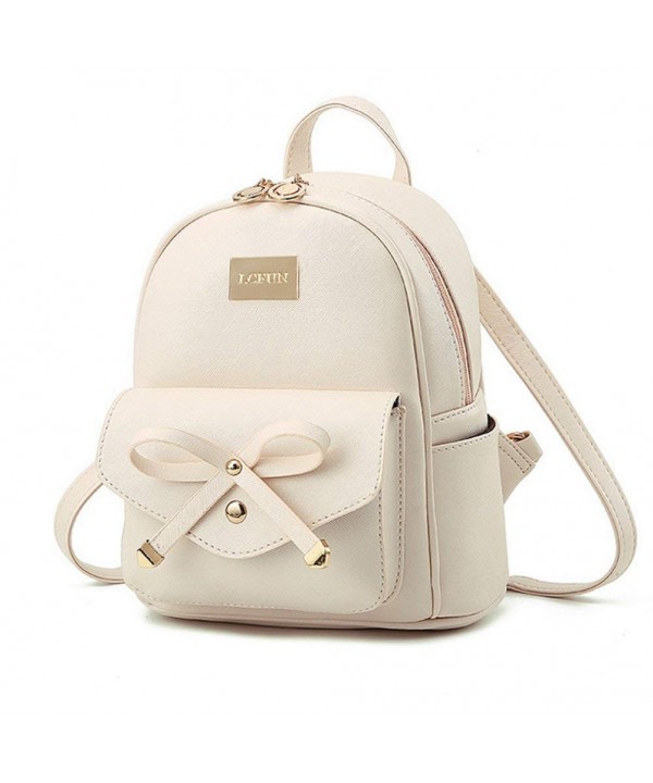 Cute Mini Leather Backpack Fashion Small Daypacks Purse for Girls and Women Beige - Beige ...