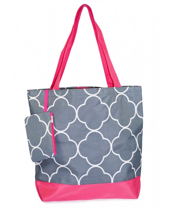 Ever Moda Quatrefoil Tote Pink