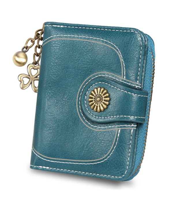 RFID Small Wallet for Women Card Holder Leather Wallets Ladies Purse ID Window - Blue Rfid ...