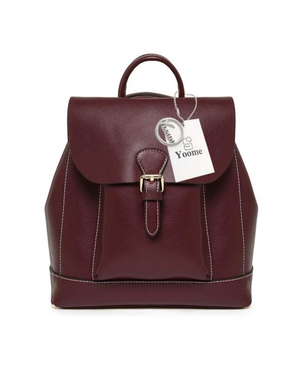 Yoome Classic Leather Backpack Burgundy