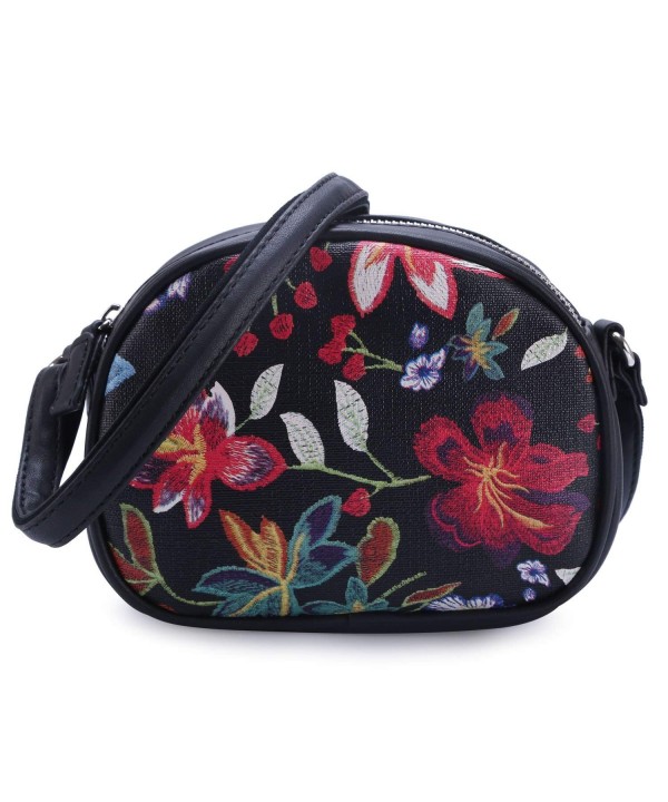 DAVIDJONES Fashion Floral Leather Crossbody