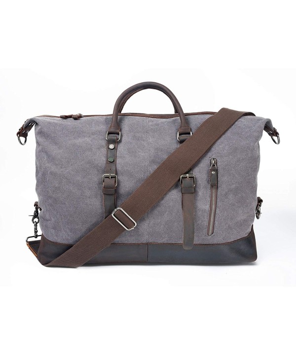 Leather Canvas Duffel Bags Extra Large Travel Oversized Strap Weekend Handbag - Dark Grey ...