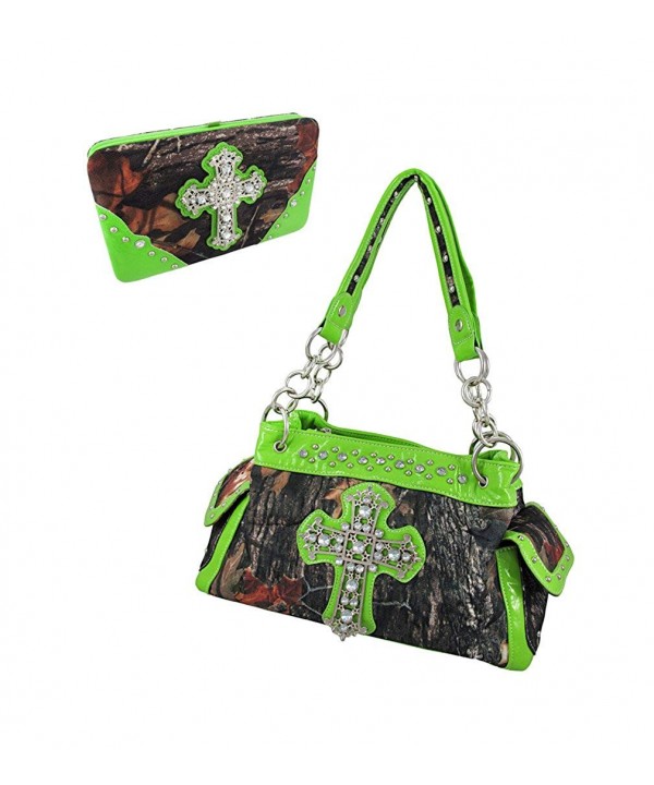 Forest Camouflage Rhinestone Cross Wallet