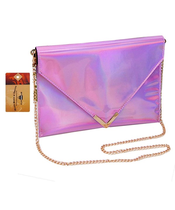 Women Girls Laser Leather Crossbody Bags Messenger Shoulder Bag Small Bag Purse Pink -1 