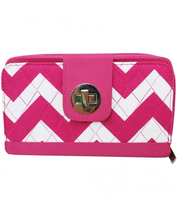 White Chevron Print Quilted Wallet