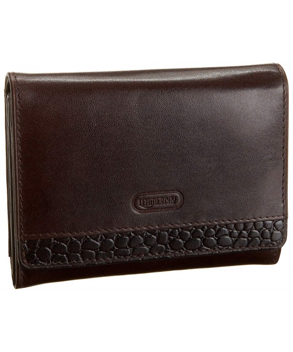 Leatherbay Accordian Wallet Croc Brown