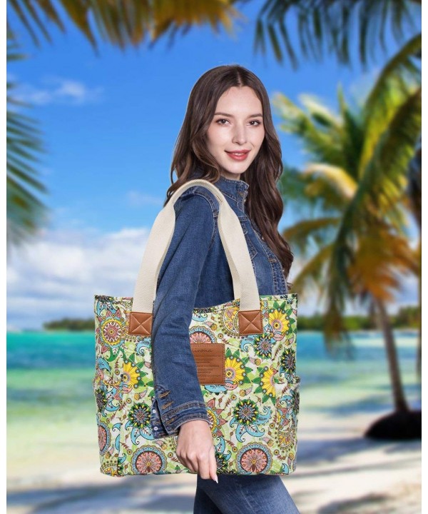 Canvas Beach Bags and Totes for Women Zippered Beach Shoulder Bag ...