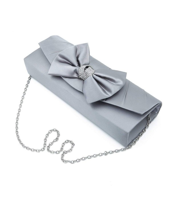 Elegant Crystal Clutch Evening Silver