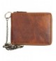 Glazed Genuine Leather Wallet Zipper