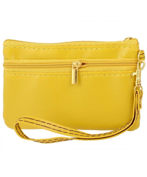 Yellow Leather Zipper Closure Compartment