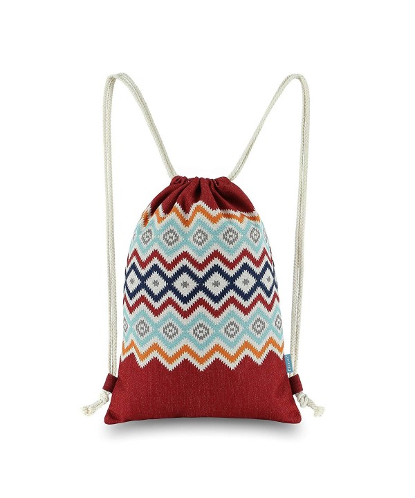 Miomao Drawstring Backpack Bohemia Burgundy