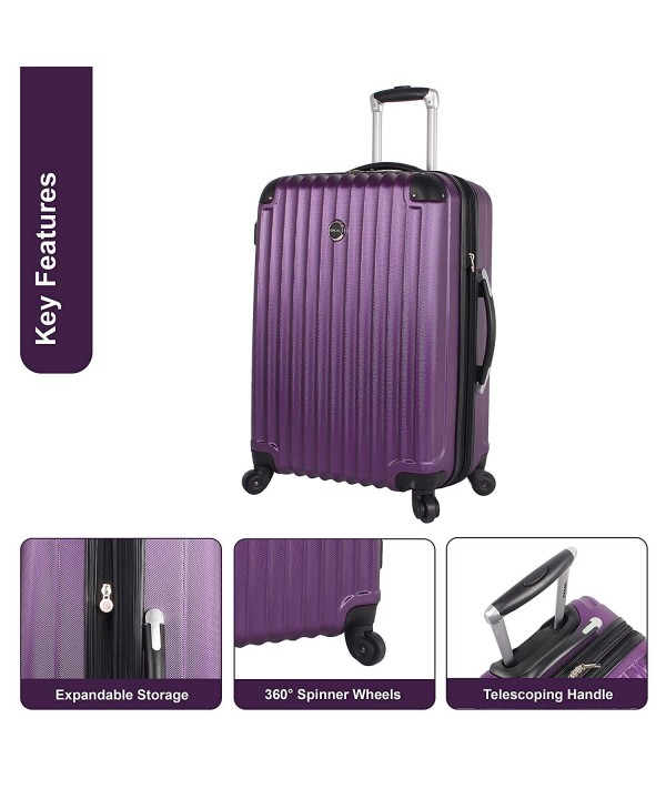 Outlander Luggage Hard Case 24 inch Expandable Rolling Suitcase With ...