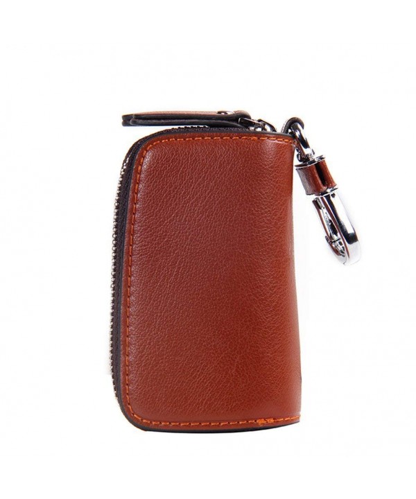 Contacts Genuine Leather Double Zipper Car Key Holder Key Case Wallet ...