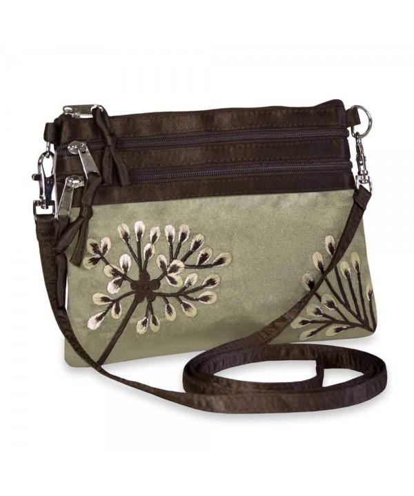 Embroidered Dandelion Zip Messenger Pewter