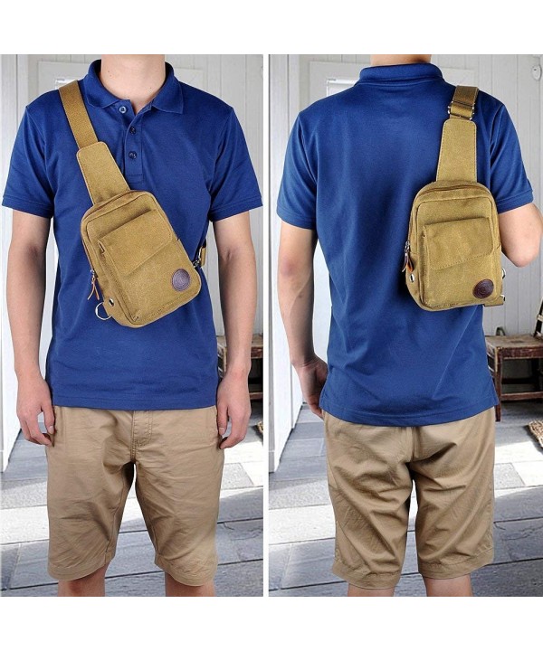 Outdoor Sling Bag Canvas Chest Pack Shoulder Bag for Men - Olive Green ...