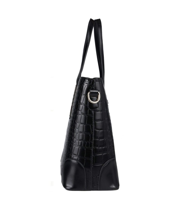 Womens 2PCS Luxury Crocodile Grain PU Leather Handbags and Purses Tote ...