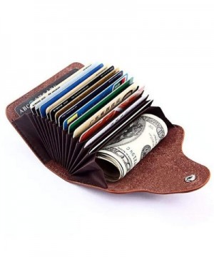 Genuine Leather Credit Card Holder Wallet for Men Women 15 Card Slots ...