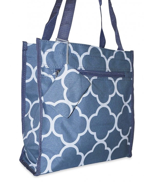 Ever Moda Quatrefoil Tote Grey