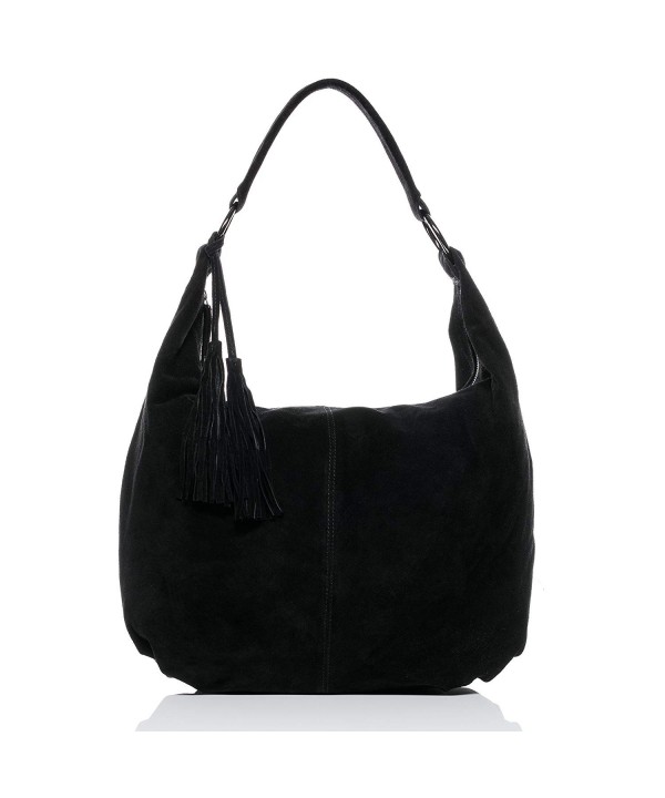 large hobo bag - woman shoulder bag SELINA ladies leather bag - Black ...