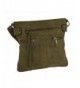 Olive Leather Zippered Messenger Crossbody