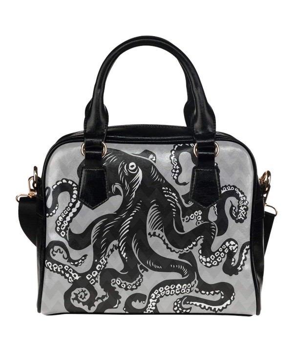 InterestPrint Octopus Leather Shoulder Handbag