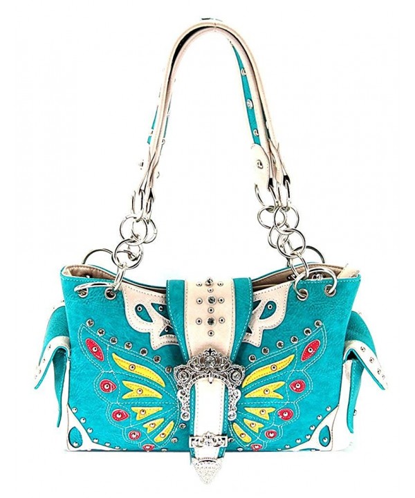 Western Style Butterfly Satchel Turquoise