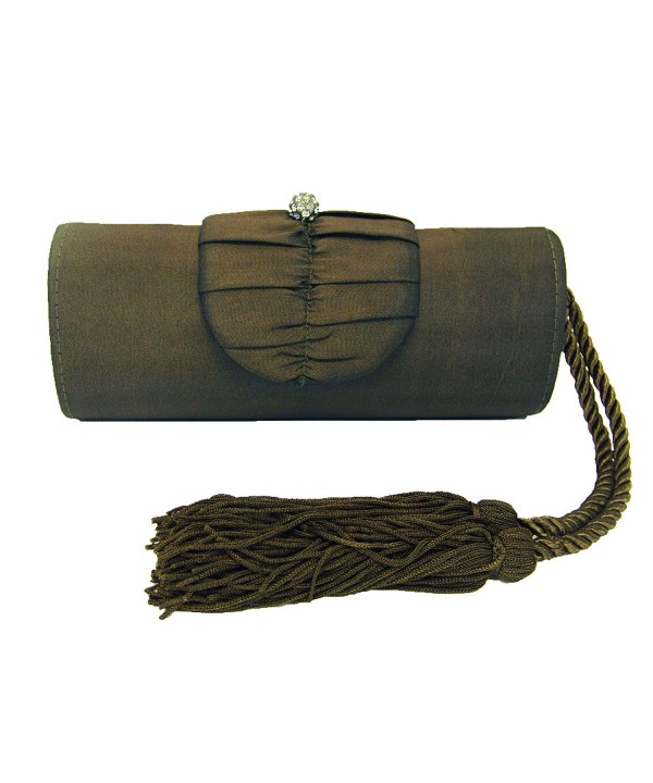 Bronze Tassel Satin Clutch Evening