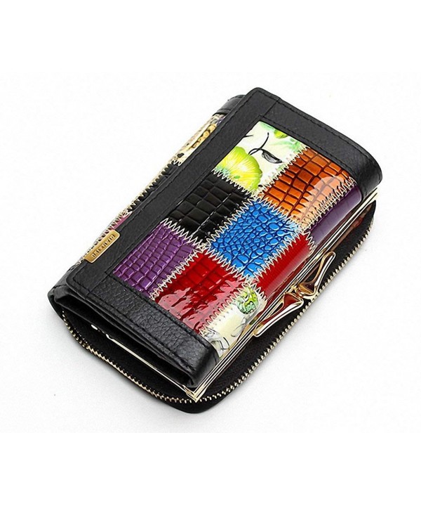 Genuine Leather Wallets Patchwork Pocket