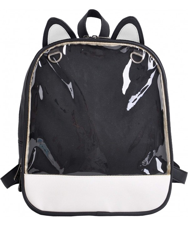 'Ita-Bag' Backpack with Cat Ears and Transparent Front Pocket - Black ...