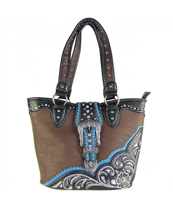 Buckle Concho Rhinestone Shoulder Handbag