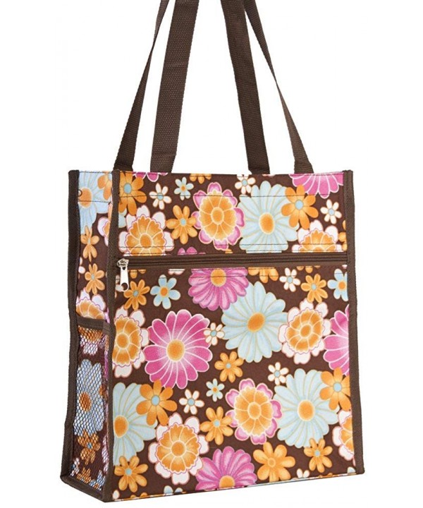 Floral Print Tote Bag Brown