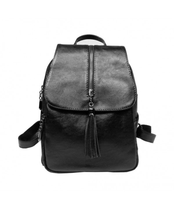 Classic Leather School Backpack Pure Color Elegant Women Purse Casual ...