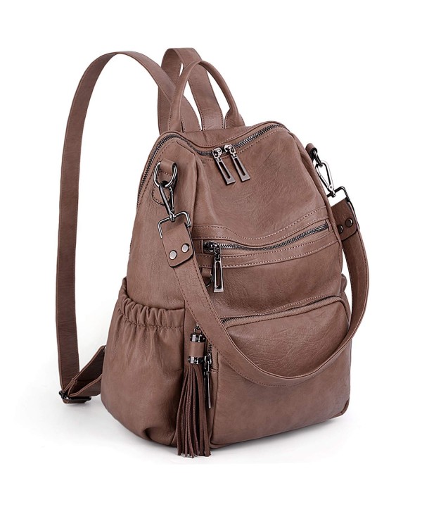 Women Backpack Purse PU Washed Leather Convertible Ladies Rucksack ...