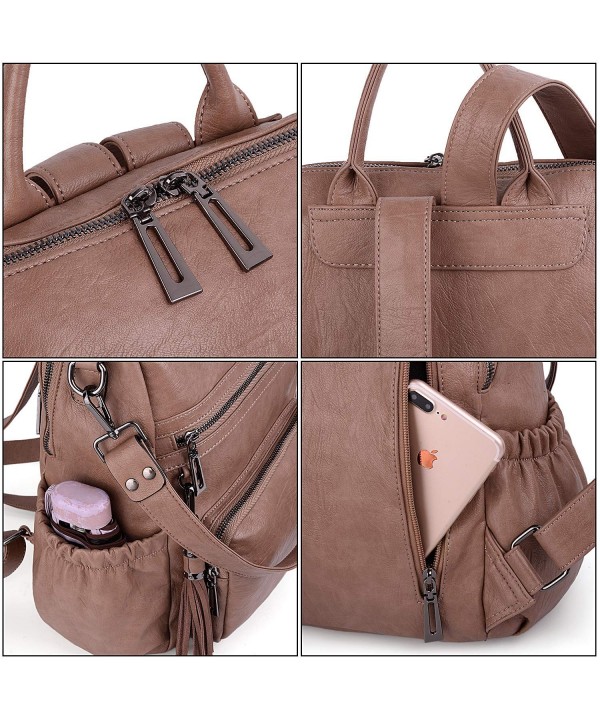 Women Backpack Purse PU Washed Leather Convertible Ladies Rucksack ...