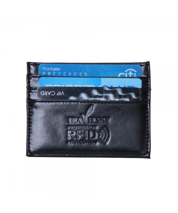 Blocking Leather Minimalist Wallets Holder Black