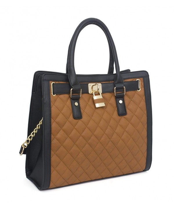 Beaute Handbag Padlock Shoulder Cognac Black