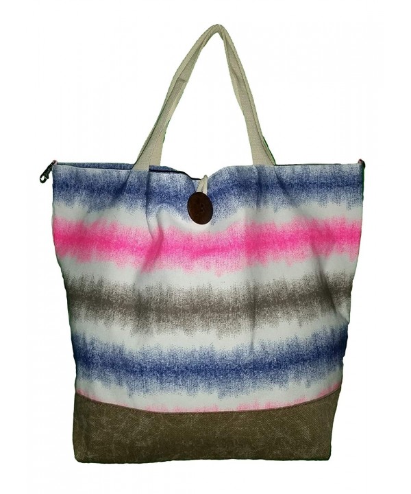 Striped Canvas Beach Button Closure