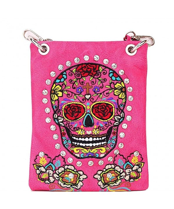 Paradise Sugar Skull Embroidery Messenger x