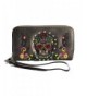 EMBROIDERED CLUTCH CHECKBOOK WALLET Pewter