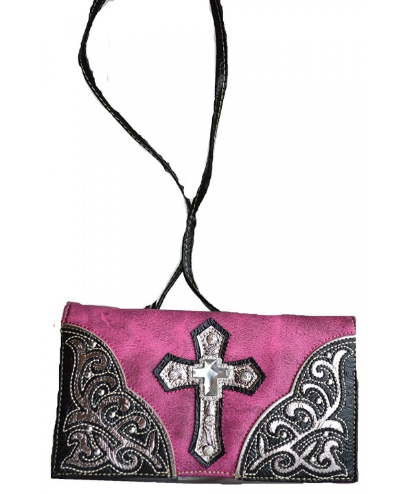 Western rhinestone cross floral purple