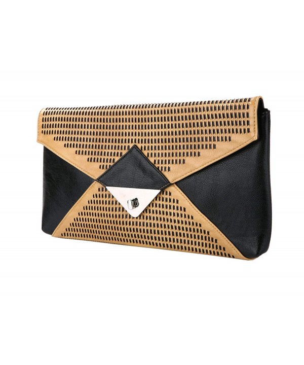 Leather Woven Envelope Clutch Closure