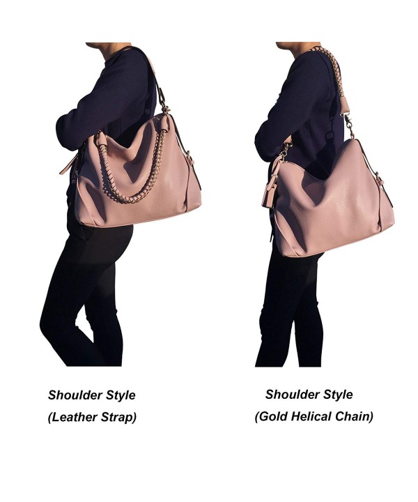 Leather Handbag Shoulder Removable - Pink - CB120D9D9MZ