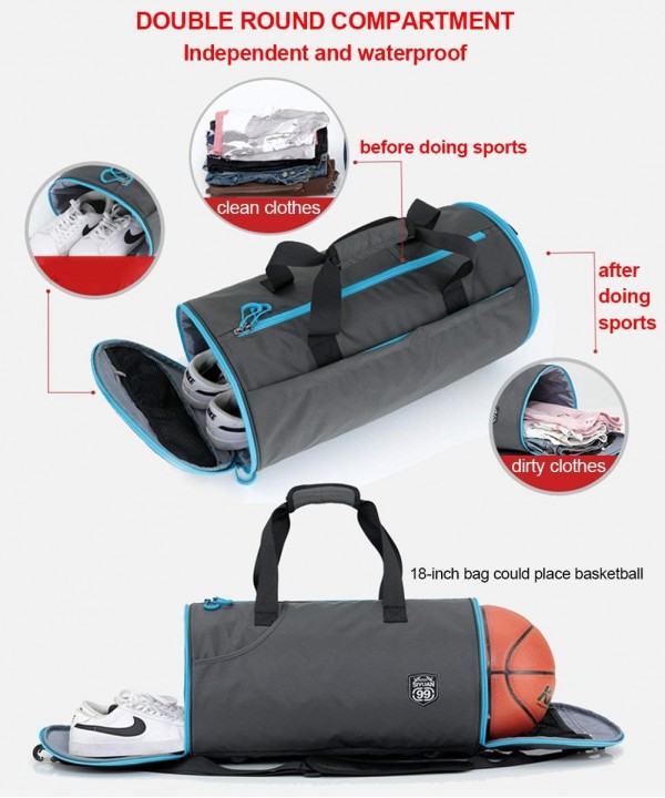 Sports Duffel Bag- Waterproof Foldable Round Gym Bag with Shoe ...