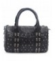 Studded Leather Shoulder Bowling Handbag