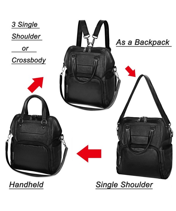 Backpack Convertible Rucksack Crossbody - Black-- - CF18GE75Y7Q