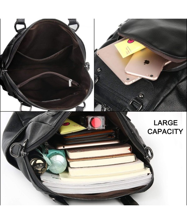 Backpack Convertible Rucksack Crossbody - Black-- - CF18GE75Y7Q