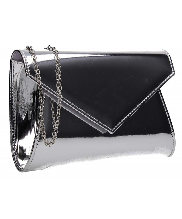 Metallic Envelope Leather Clutch Bag