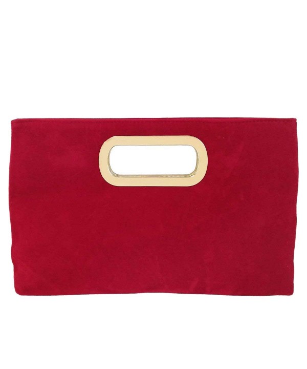 Top Handle Faux Suede Clutch