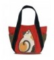 Carryall Canvas Handbag Zipper Cat Orange
